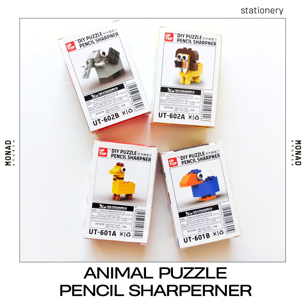 

PAKET BUNDLE: 4 VARIAN ANIMAL PUZZLE LEGO PENCIL SHARPERNER RAUTAN