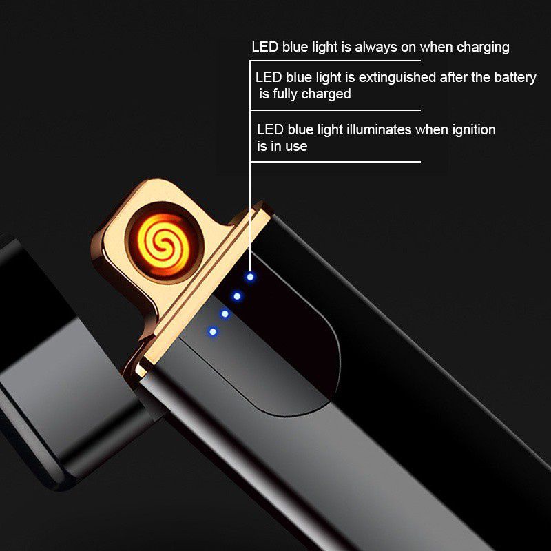 Korek Api Elektrik Usb Fingerprint Touch Screen Touchscreen Sentuh Electric Lighter Slim