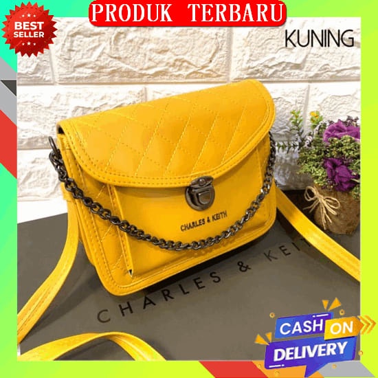 Tas Jelly Glossy 18 Rantai Emas Selempang Besar Diamond Sling Bag Impor Mutiara Matte Murah Tebal Ke