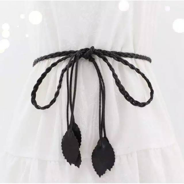 LX Ikat Pinggang DAUN Strap Kepang Tipis HABIS RANDOM WARNA