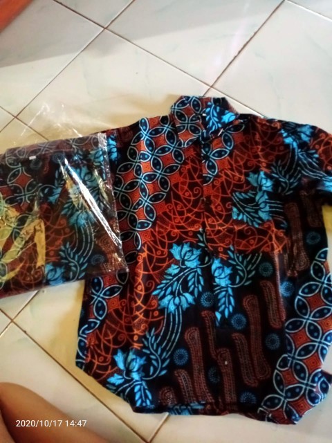 Batik Ayah Couple Anak Cowok Seno Biru Terbaru Original