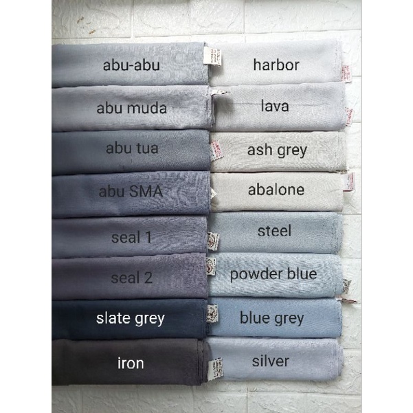 Hijab Segiempat Basic Voal Umama Slate Grey/Abu SMA/Anchor/Iron/Abu-abu/Abu muda/Abu tua/Silver
