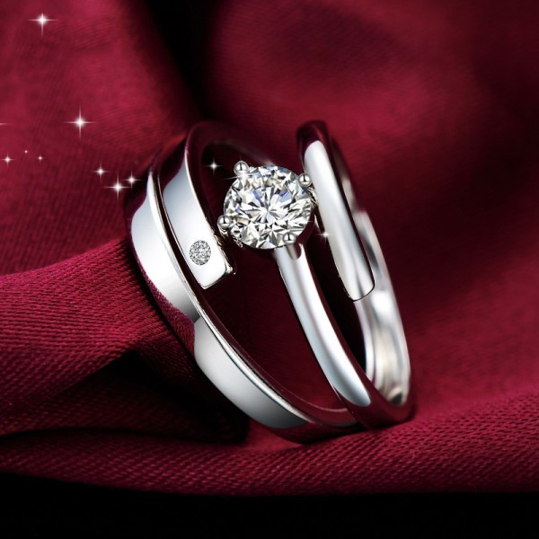 Cincin Kawin Emas Asli Wedding Ring Murni Cincin Hitam Ring Pasangan Silver 925 Wanita Lamaran Pria 