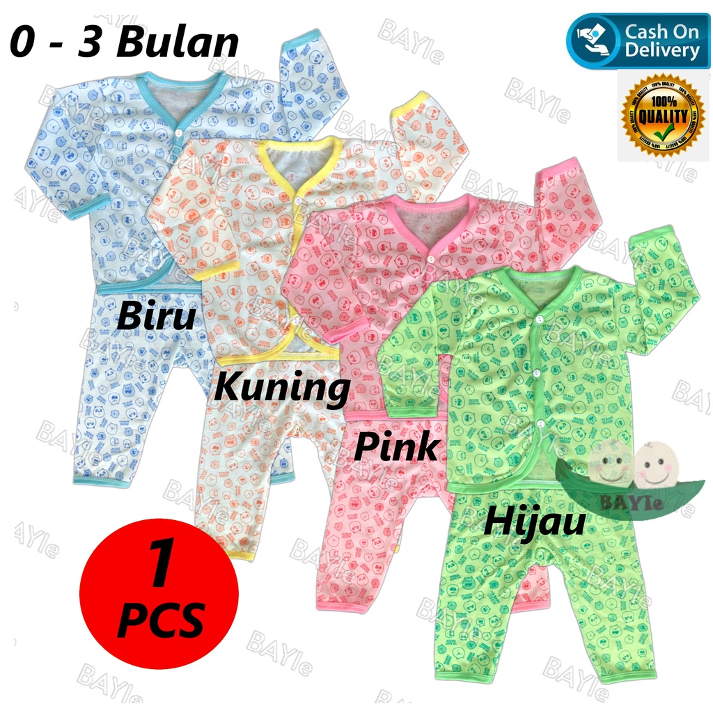 BAYIe - 1 SET Setelan Baju Bayi Panjang+Celana Panjang WARNA Motif BEAR umur 0-3 bulan/baju anak laki-laki/perempuan