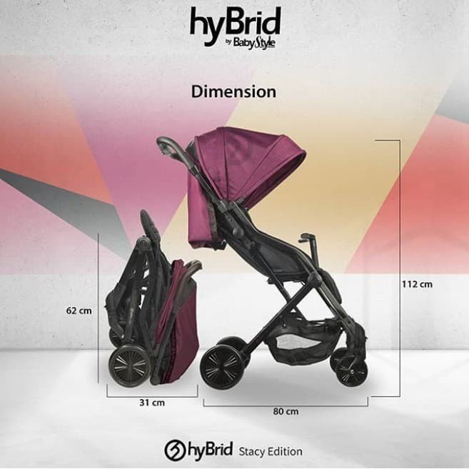 Hybrid Caby Stacy Stroller Charcoal + Seat Liner / Kereta Dorong Bayi