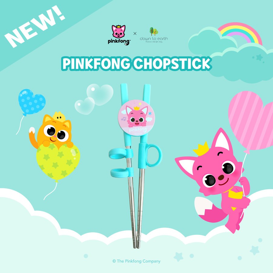 DOWN TO EARTH PINKFONG STAINLESS STEEL CHOPSTICKS Sumpit Makan