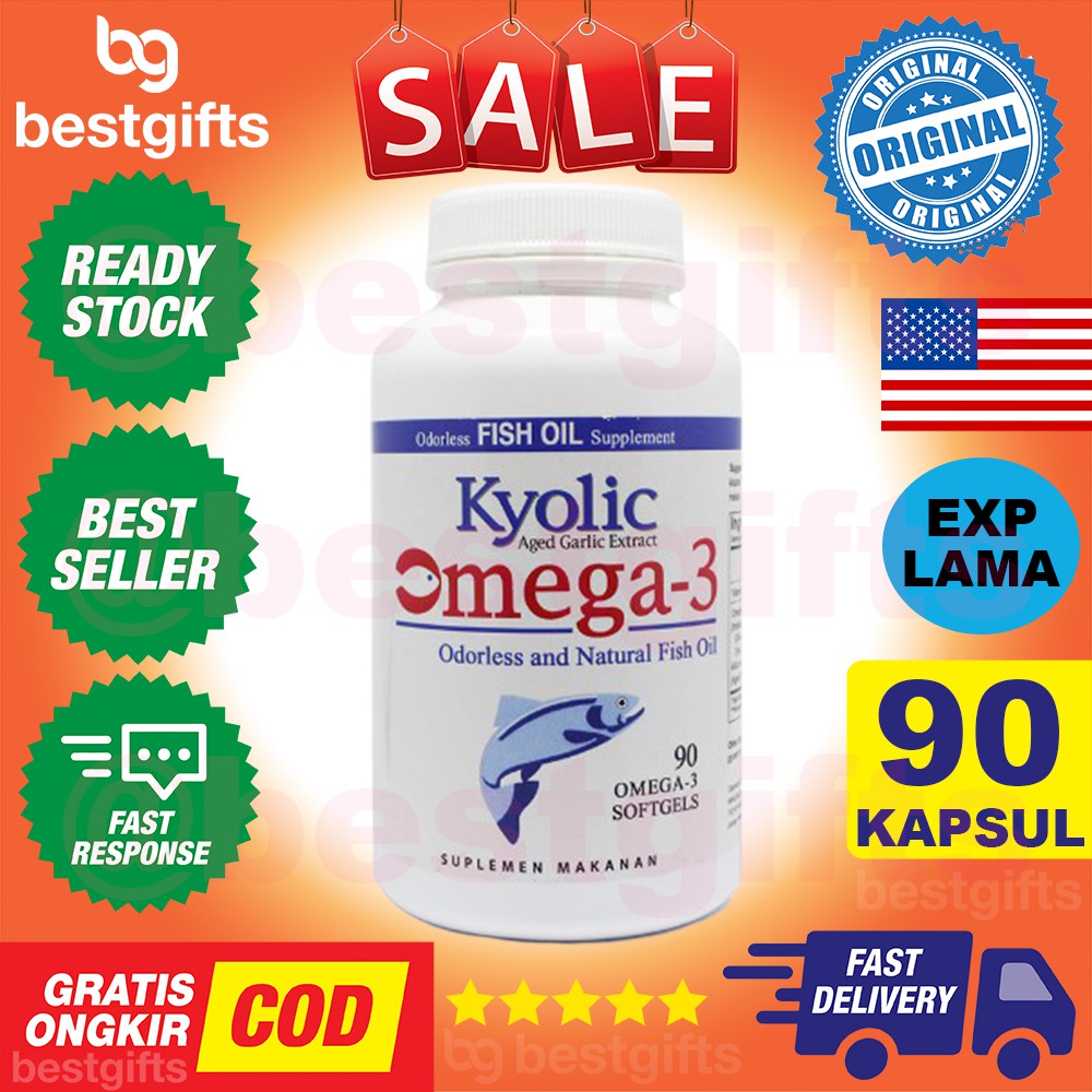 KYOLIC OMEGA 3 ODORLESS AND NATURAL FISH OIL MINYAK IKAN SIRKULASI DARAH KOLESTEROL RADANG 90 KAPSUL