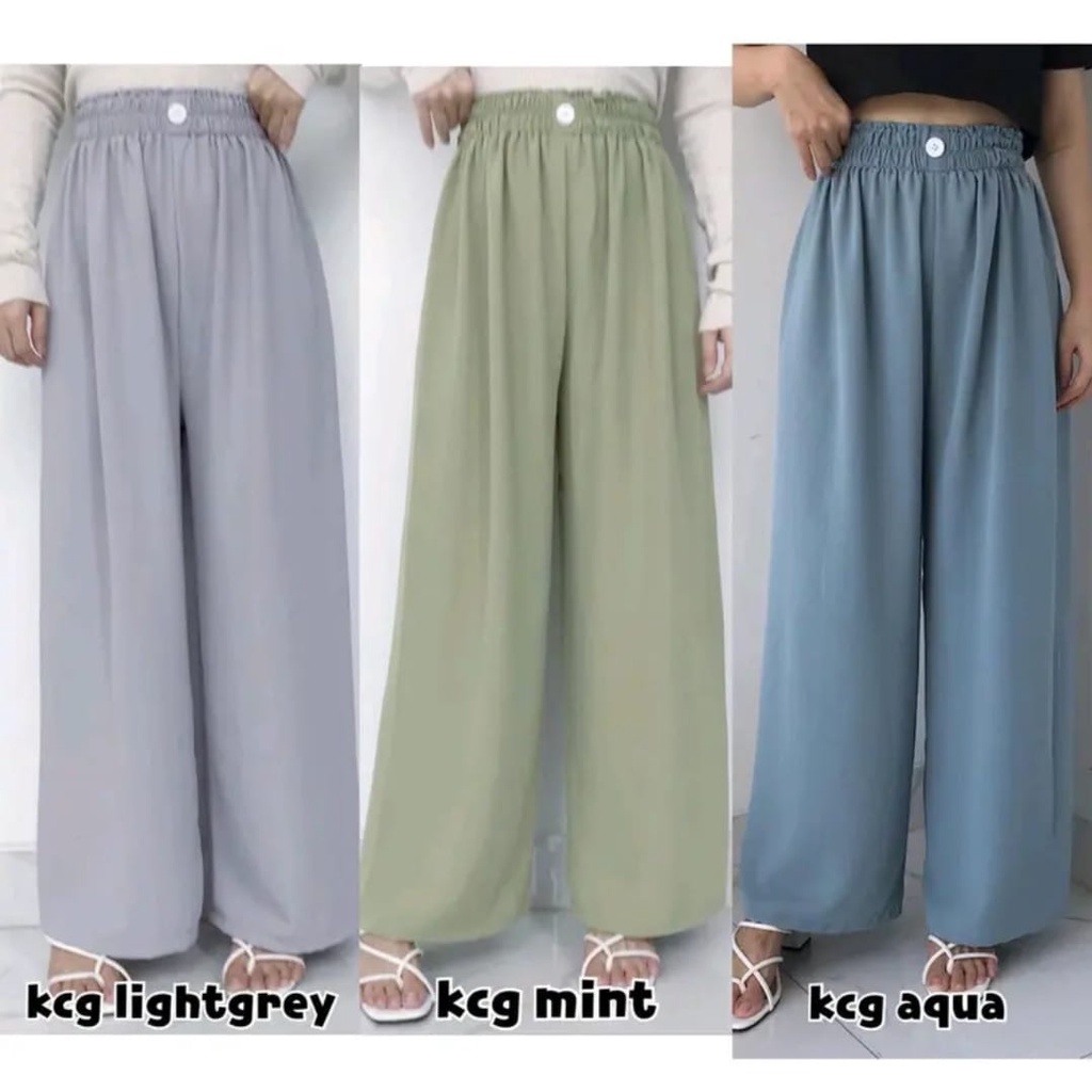 BEFAST - ZEC OOTD Celana Panjang WIYA / Kally Button Pant CRINCLE / Celana Panjang Kekinian Remaja Wanita / Kulot Polos Casual / Fashion Formal Wanita / Celana Panjang Pinggang Karet / Terlaris / Termurah