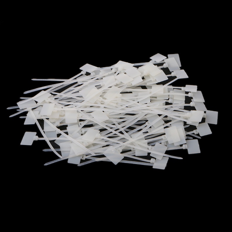 Bt 100pcs Plastik Putih Nylon Mark Tag Label Sticker Kabel Zip Ties 2x11cm