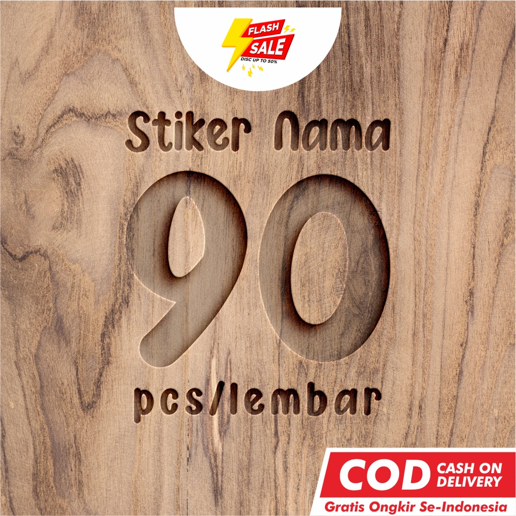 

FLASHSALE Stiker Label Nama Waterproof Murah cutting kotak Isi up to 90 pcs/set VINYL