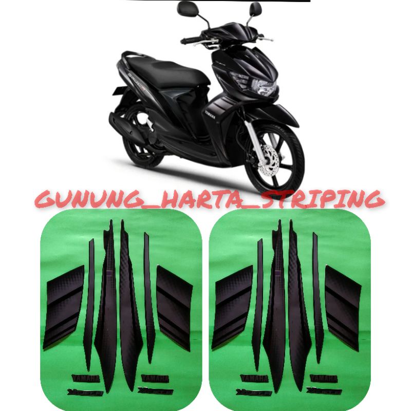 Striping Stiker Lis Body Motor Full Set Yamaha Mio Soul GT 2012 Standar Original Warna Hitam Kualita