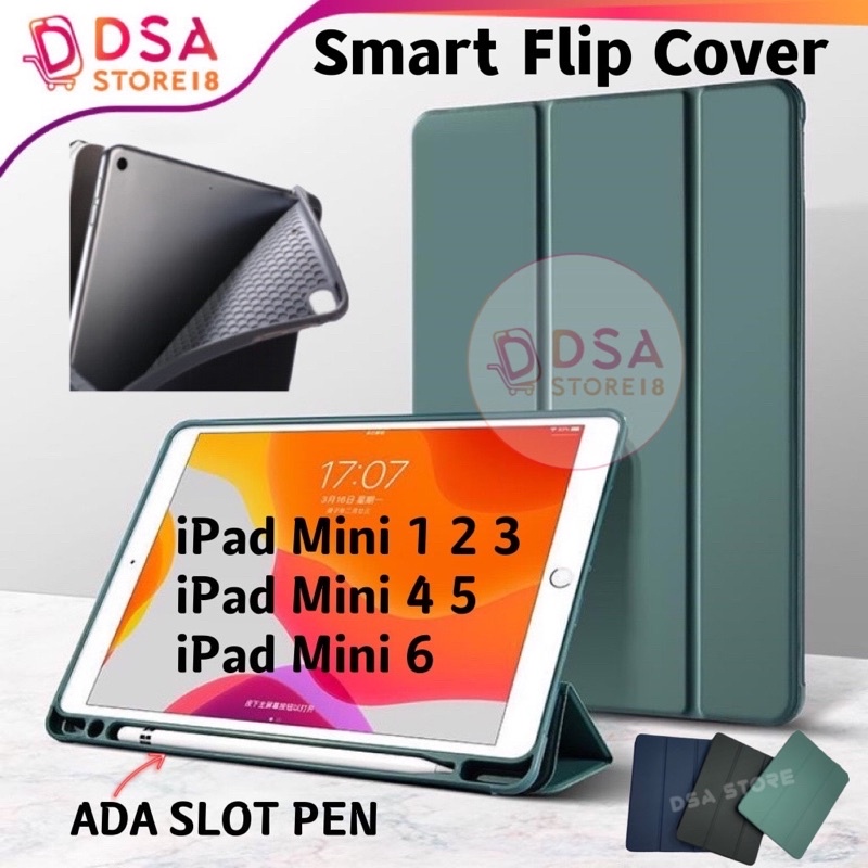 Case Ipad Mini 1 2 3 / Casing Ipad Mini 4 5 6 7 Book Cover Smart Case Lipat Stylus Flip Cover Stand 
