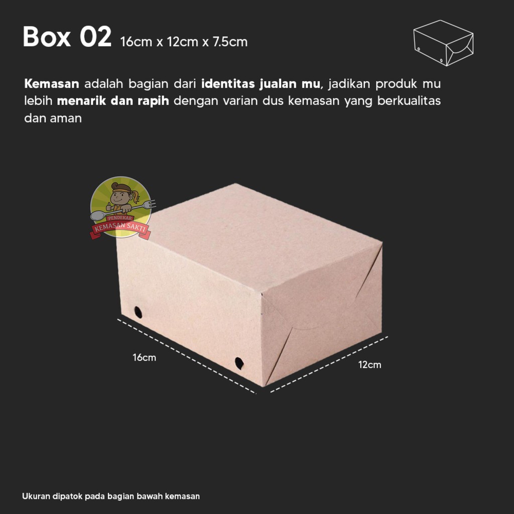 

RB Box Kraft Snack 16 x 12 LAMINASI / Dus Snack / Kotak Makan Take Away