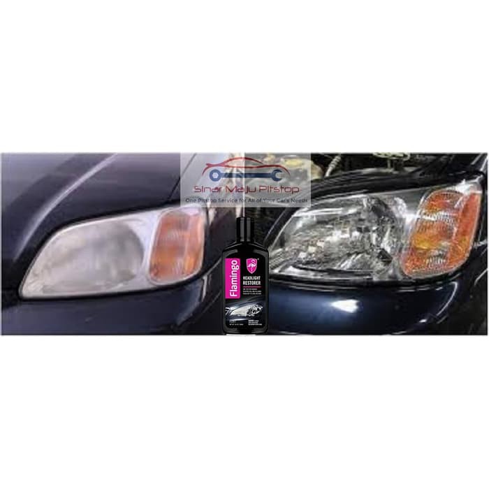 Cairan Wax Poles Pembersih Mika Kaca Depan Lampu Mobil - FLAMINGO HEADLIGHT RESTORER ORIGINAL