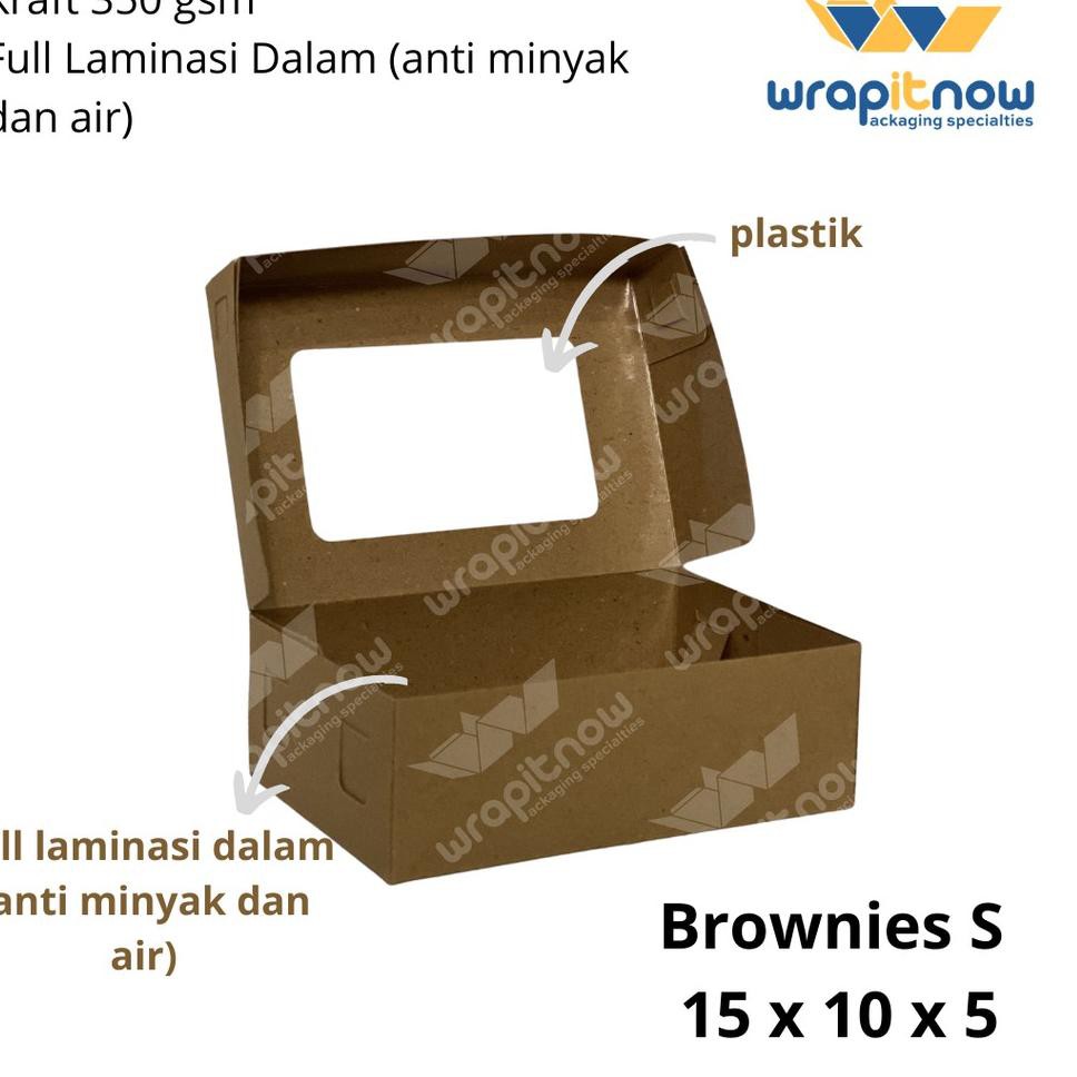 

(isi 50 pcs) Dus Brownies S Kraft Laminasi 15x10x5// dus roti/ dus snack/ dus cookies (ART. 229)