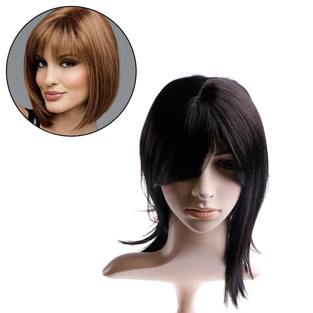  Wig  Rambut  Palsu Wanita  Panjang Medium Lurus Poni Natural 