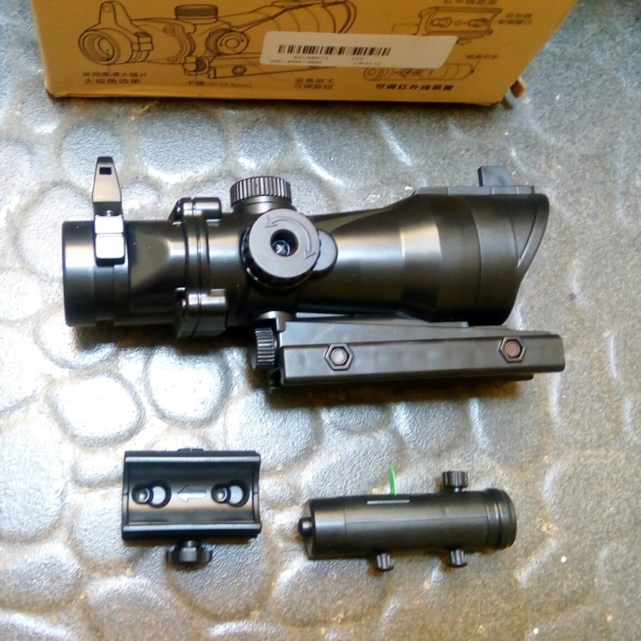 red dot model acog zoom optic sight dengan laser aeg gbbr wgg