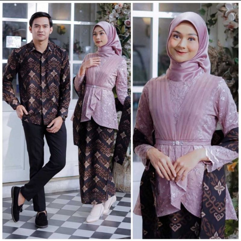 Batik Official - Couple Azmi Setelan Kebaya modern wisuda 2025 premium mewah couple pasangan kebaya kondangan wanita modern hijab kutubaru aesthetic