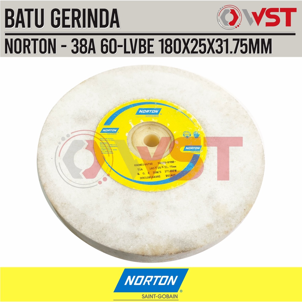 Norton Batu Gerinda Duduk 7Inch A60 / Batu Asah 180x25x31.75 Grit 60