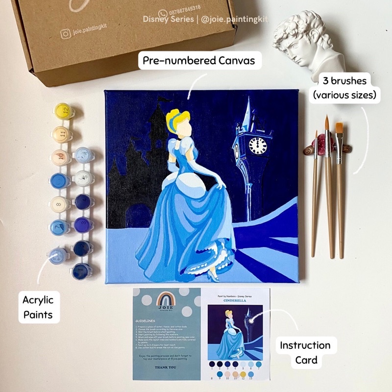PAINT BY NUMBER Disney Cinderella by Joie Painting Kit