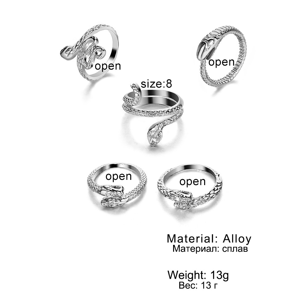 5pcs / Set Cincin Model Ular Untuk Wanita