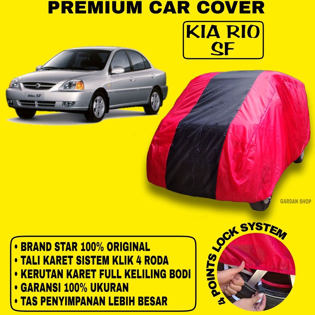 Body Cover KIA RIO SF MERAH HITAM Penutup Bodi Mobil Kia Rio Sf Waterproof PREMIUM