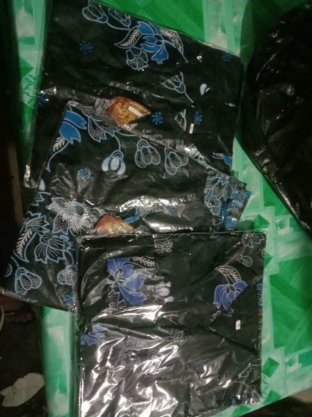 Batik Couple Keluarga Sania Ruffle Ori Ndoro Jowi Dnt Motif Sakura Biru