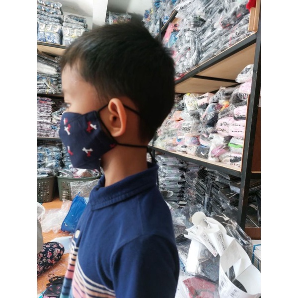 Masker kain model Evo,3D anak-anak motif