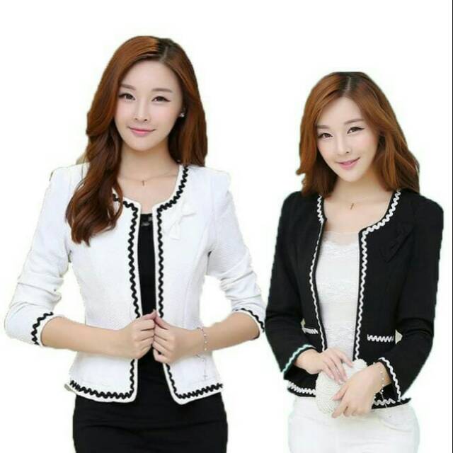  Blazer  Wanita  Kantor Kerja Santai Linda Warna Hitam  dan 