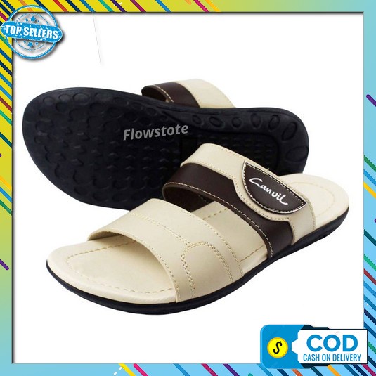 Sandal Sendal Jepit Cafu Santai Laki-Laki Pria Cafu Blade Hitam & Brow Sandal Kulit Pria / Sandal