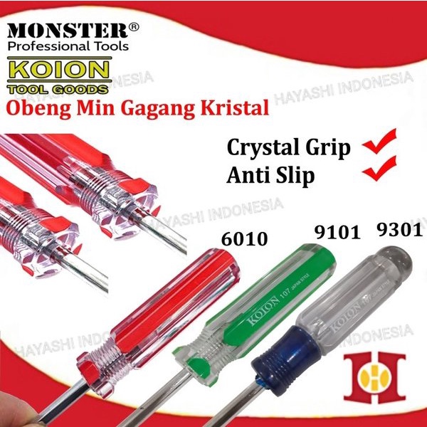 Obeng Min Magnet Slotted Screwdriver Gagang Crystal Kristal Taiwan