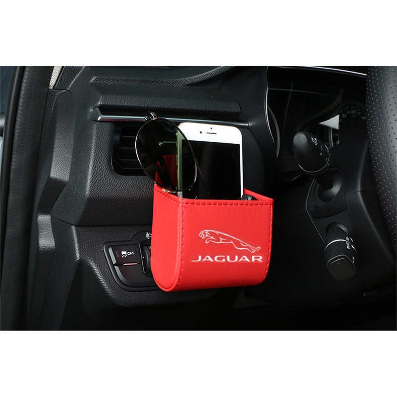 (G-CLUB) Tas Penyimpanan Handphone / Kunci Bahan Kulit Untuk Kisi Ac Mobil Jaguar XE XF XEL XJL F-Pace