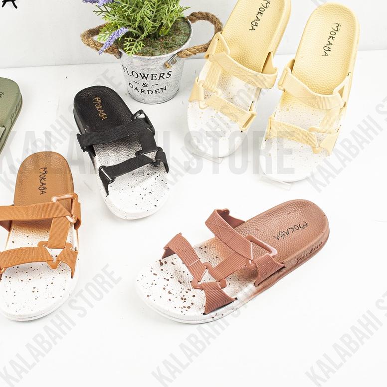 ✈ Sandal Slop Semi Gunung Wanita Warna SEMBUR Tali Sambung Keren Import Mokaya 2059 (37-41) ☃