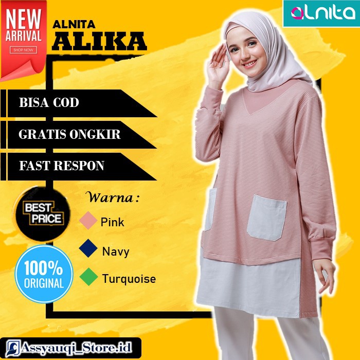 ATASAN MUSLIM KAOS ALNITA ALIKA TUNIK KAOS FASHION MUSLIM BAJU ATASAN TUNIK TERBARU ATASAN TERBARU