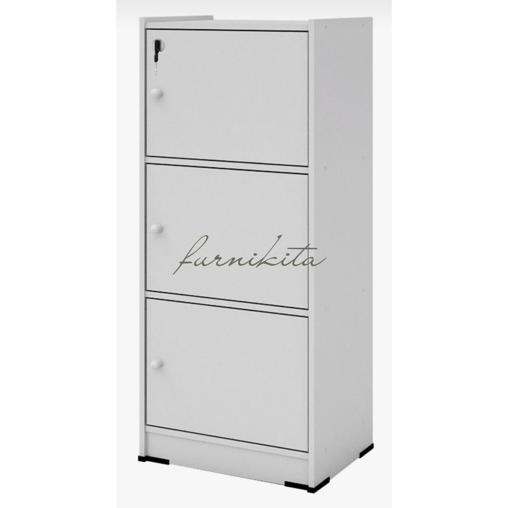 Jtr - Rak Buku 3 Pintu Serbaguna Kayu