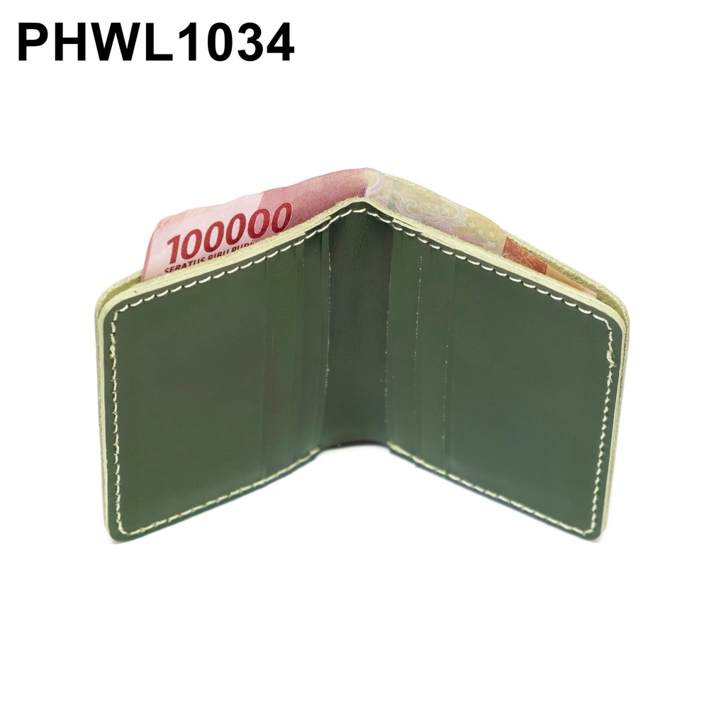 dompet pria kulit sapi asli bifold wallet card wallet hijau - PHWL1034