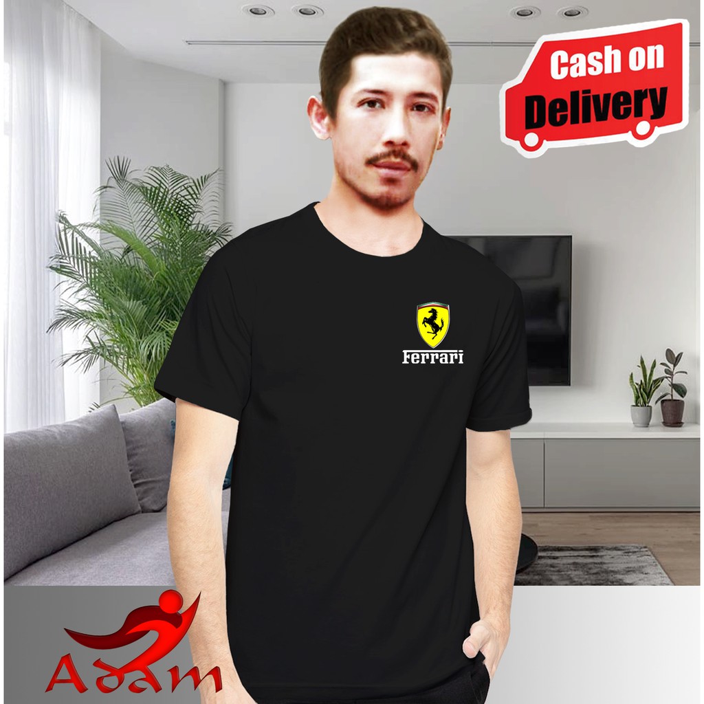 Baju Kaos Pria / Wanita T-Shirt Distro Atasan Ferrari Gambar Delapan Belakang