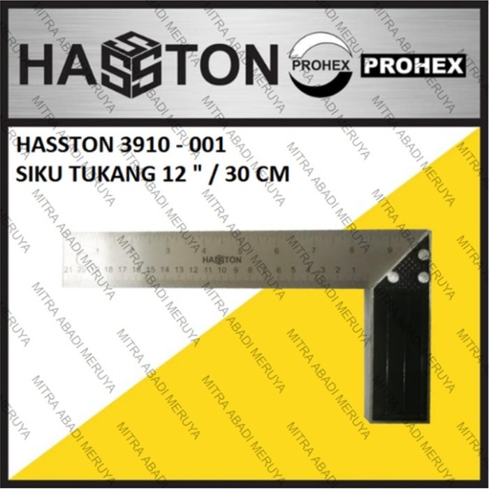 

Siku Tukang 12" Hasston 3910 - 001 Sudut Siku Penggaris Tukang 30 cm