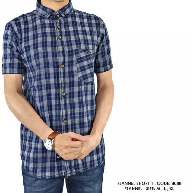 BAJU KEMEJA FLANEL KOTAK BIRU PRIA