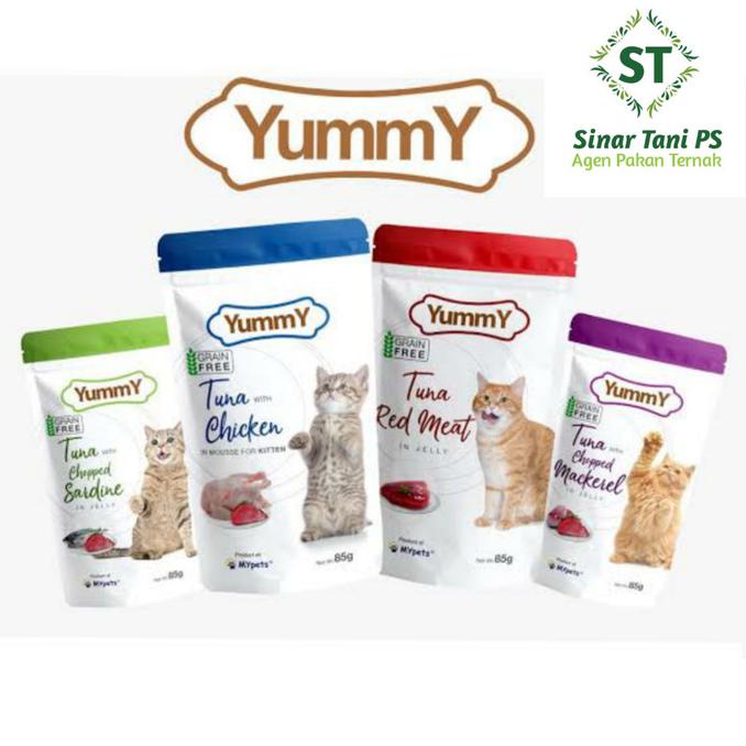 yummy pouch 85gram for kitten // makanan kucing basah sachet - salmon