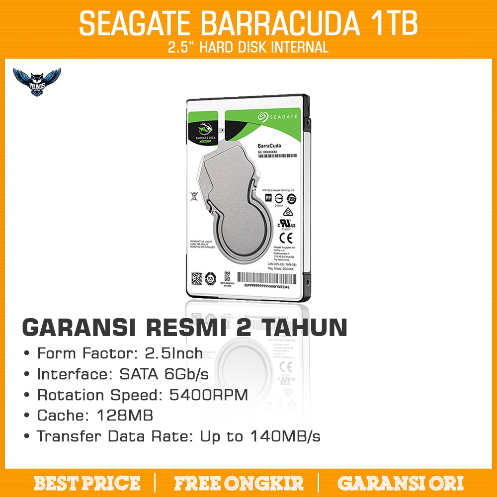 Seagate BarraCuda Harddisk Internal Laptop 1TB SATA 2.5&quot; ORI RESMI