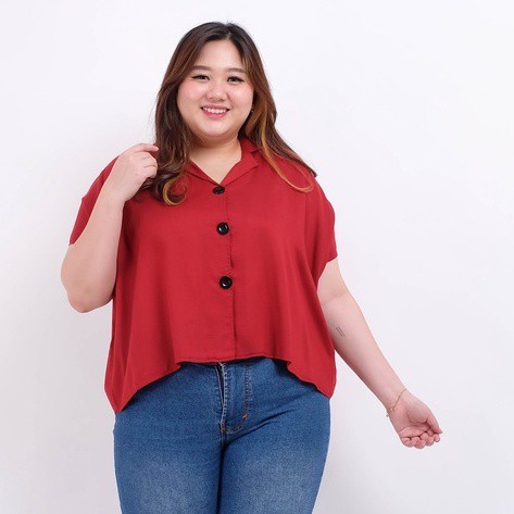 Kemeja Wanita Jumbo LD130 Atasan Katun Wanita Baju Jumbo Big Size