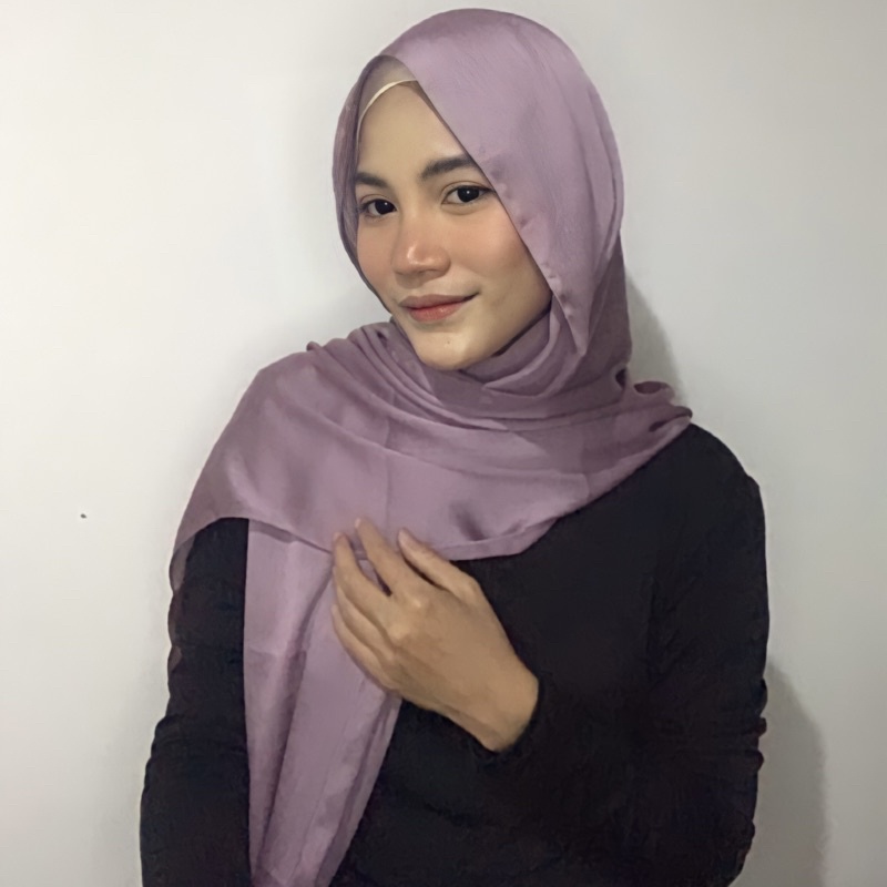 Pashmina Premium Satin Silk Malaysia Textured Crinkle (JAHIT TEPI KECIL SUPER RAPI)-Orchid