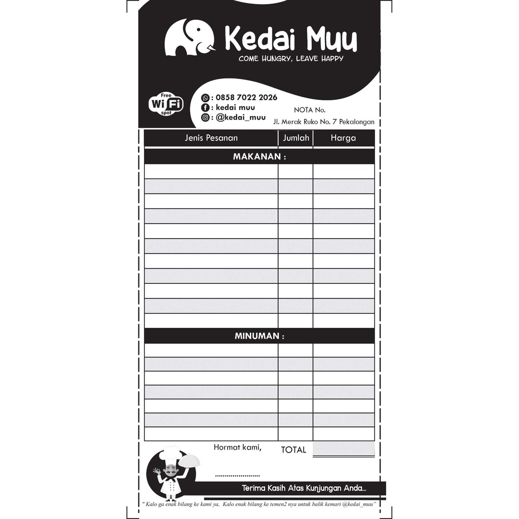 Cetak Nota 2 Ply 1 Rim