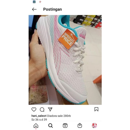 Sepatu Diadora Putih Running Lari Flamingo Women Cewek