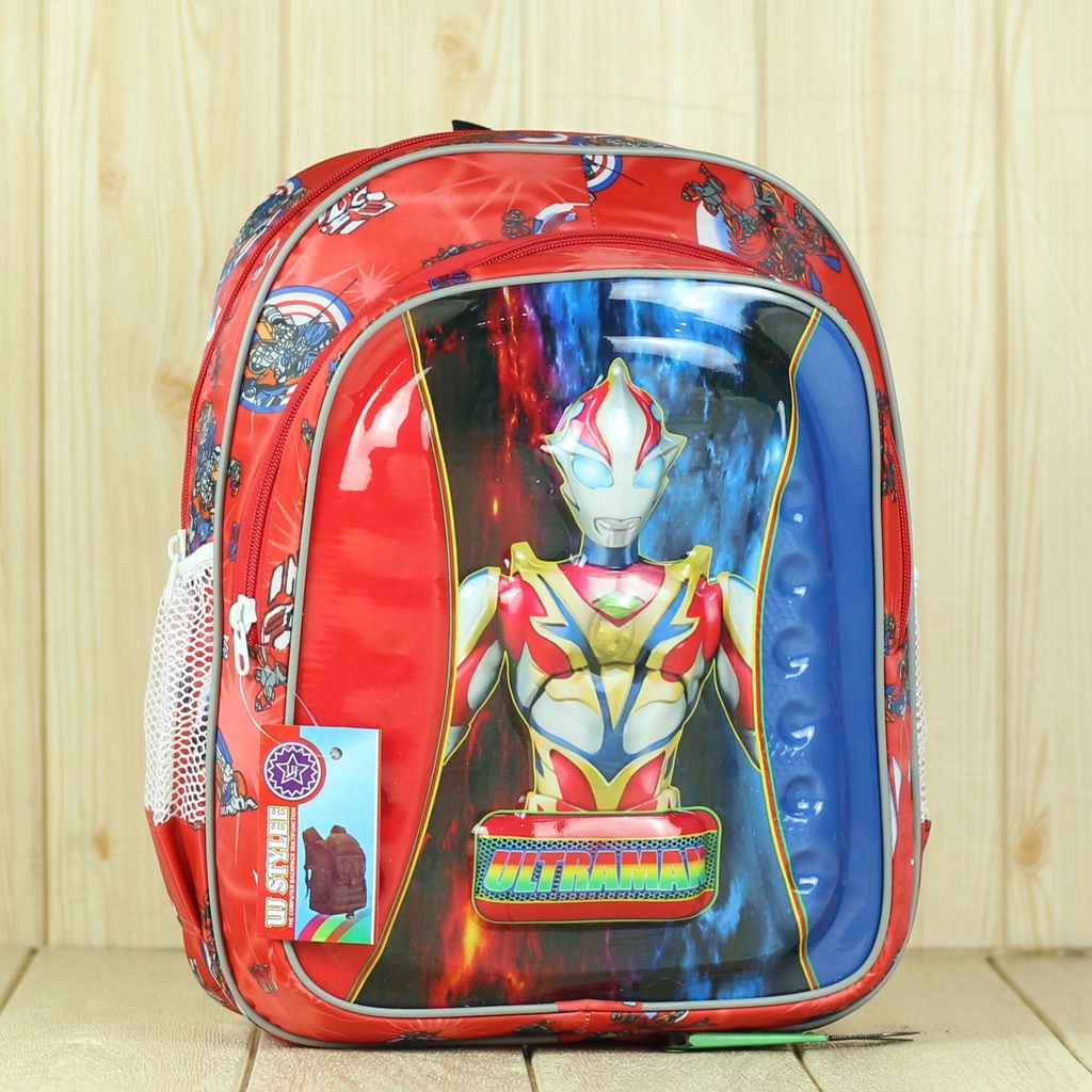 Tas Sekolah Anak Perempuan TK Lampu Ultraman Merah Paud  Gambar Kartun Karakter Terbaru Lucu Premium SD SMP Mini Murah BT-21 Motif Karakter Berkualitas