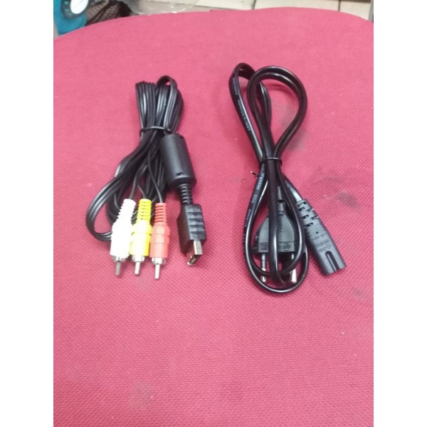 Kabel Power Listrik & Kabel AV PS2 ke TV