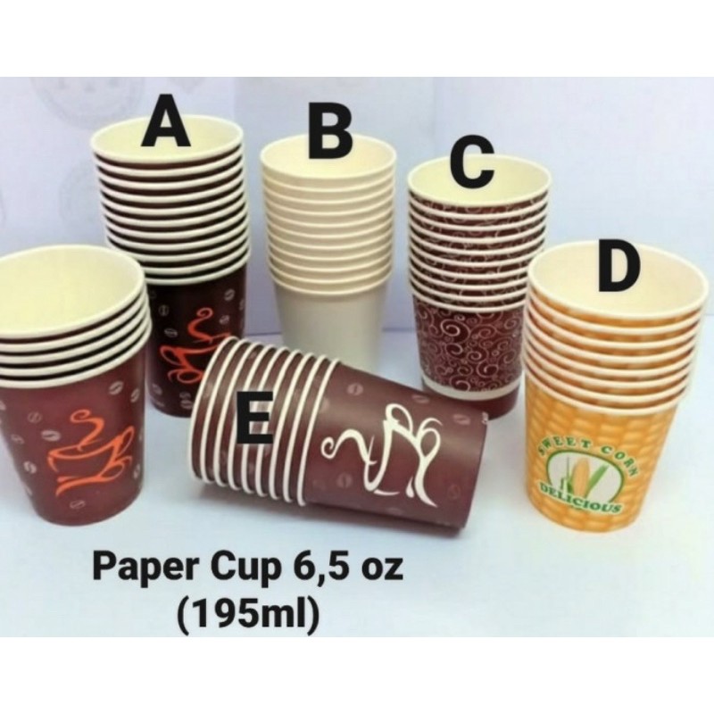 PAPER CUP MOTIF/ GELAS KERTAS MOTIF 6,5 OZ/GELAS TEH KOPI PANAS JASUKE