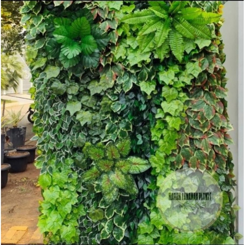 Hiasan dinding daun palsu - dekorasi wall - vertikal garden -daun rambat