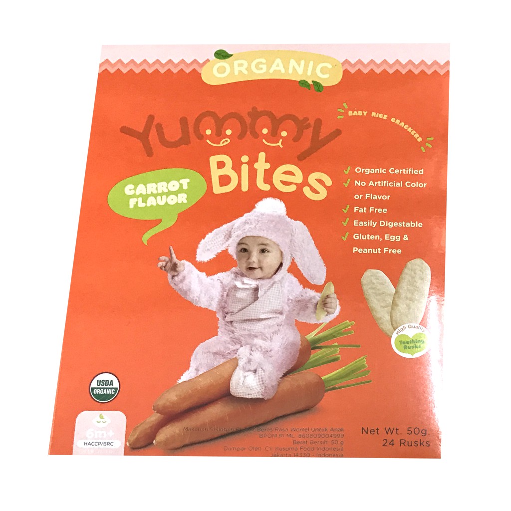 Yummy Bites Flavour Organic Carrot Biskuit Anak Biskuit Bayi 50gr